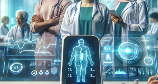 Healthcare professional utilizing a CGM device for diabetes care.