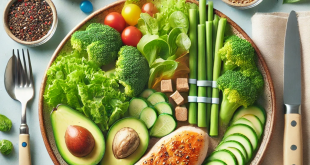 Low carb diet meal for diabetes patients featuring healthy protein and vegetables.