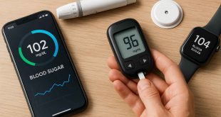 Doctor and patient using a CGM and digital tools to manage blood sugar levels