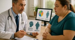 Doctor consulting a patient about how mental health and obesity affect diabetes management