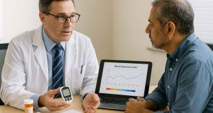 Doctor and patient reviewing digital tools and medications for managing Type 2 diabetes in 2025