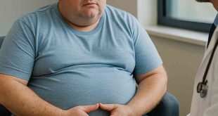 Doctors analyzing obesity trends and diabetes risk on a medical data screen