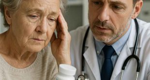 Elderly diabetic patient with caregiver receiving Alzheimer’s care at home