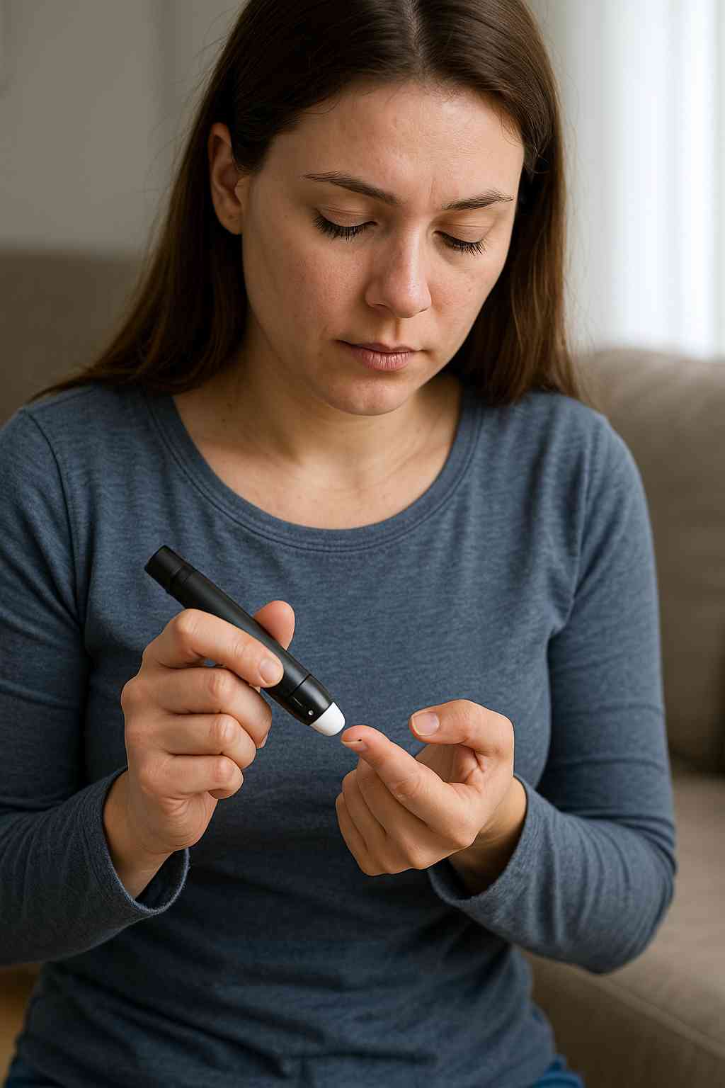 Glucose meter and insulin pen used by person with Type 1 diabetes
