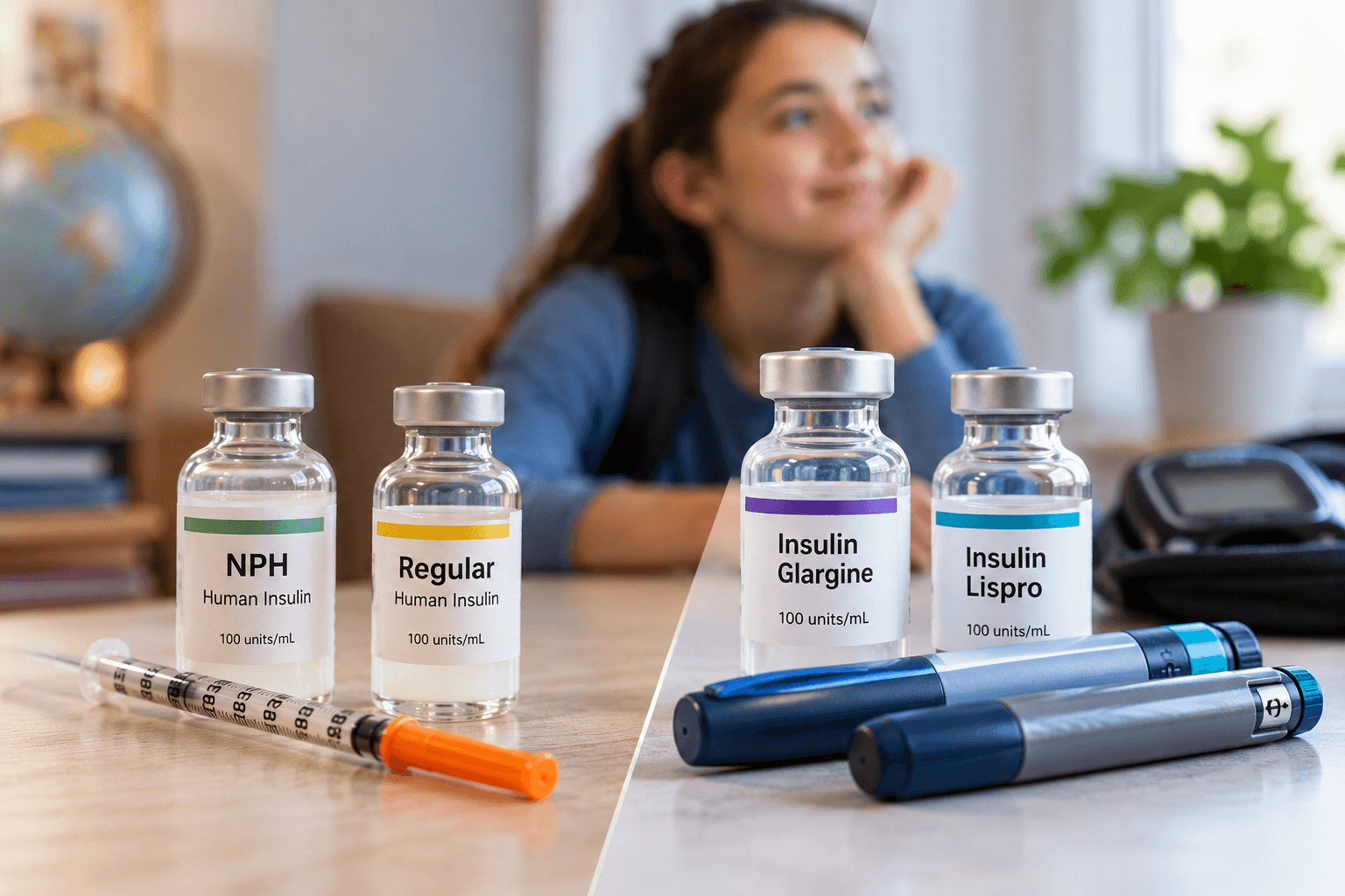 Human insulin and analogue insulin options used in Type 1 diabetes treatment